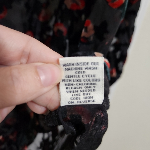 Cafe Marrakesh Women's L Sheer Velvet Burnout Floral Blouse Whimsigoth Feminine - Picture 8 of 8